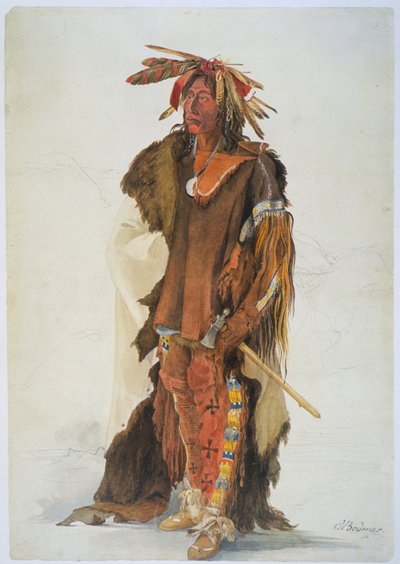Wahk-ta-Ge-Li.スー族の戦士 作： Karl Bodmer