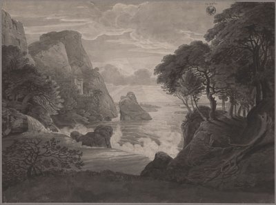 城のある岩の多い海岸風景 作： カール・フリードリッヒ・シンケル