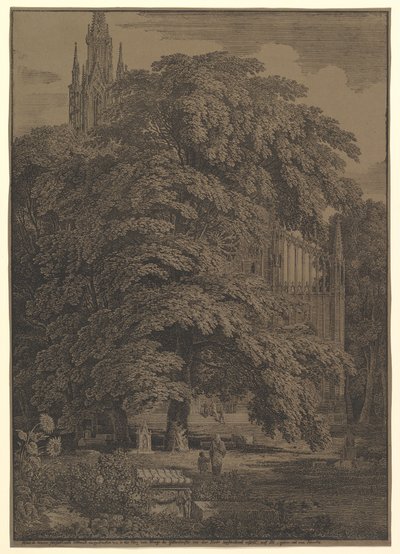 木に隠れたゴシック様式の教会（1810年 作： Karl Friedrich Schinkel