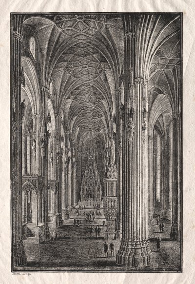 ウィーンの聖シュテファン大聖堂の内部、c。 1810年。 作： Karl Friedrich Schinkel