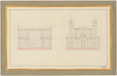ベルリンの大聖堂の交差点と西端のセクション 作： Karl Friedrich Schinkel