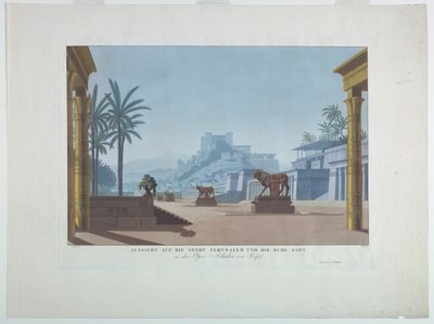 舞台デザイン：アタリアのためのエルサレムとシオンの山 作： Karl Friedrich Schinkel