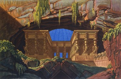 Sarastro High Priestが "Die Zauberflote"を司会するイシス神殿とオシリス神殿 作： Karl Friedrich Schinkel