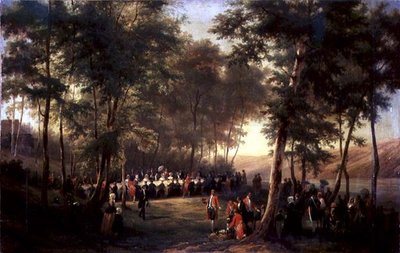 1843年1843年9月6日、Euの森でのビクトリア女王（1819-1901）のためのルイフィリップ（1773-1850）による昼食（379713も参照） 作： Karl Girardet