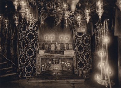 ベツレヘム、キリスト生誕地 (白黒写真) 作： Karl Grober