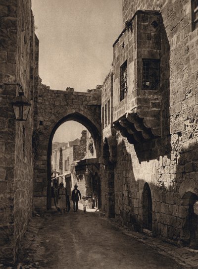 エルサレム、ストリート シーン (白黒写真) 作： Karl Grober