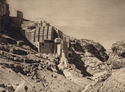 マール サバ、ギリシャの修道院 (白黒写真) 作： Karl Grober