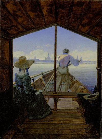 1827年、ドレスデン近くのエルベ川で早朝 作： Karl Gustav Carus