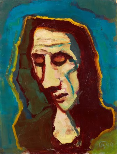 うつむいた女性の頭 作： Karl Hofer