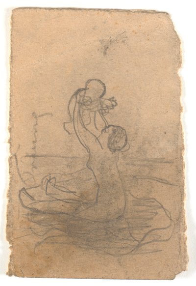 裸の女性が小さな子供を持ち上げる 作： Karl Isakson