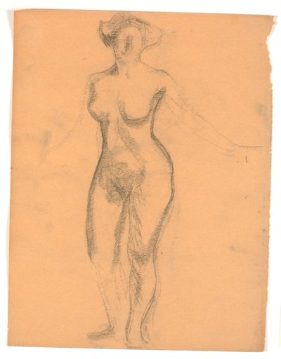 立っている、ヌード、正面から見た女性モデル 作： Karl Isakson