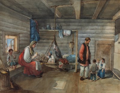 村の家で、1841 作： Karl Ivanovich Kolmann