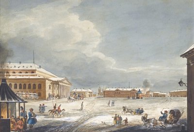 サンクトペテルブルク帝国ボリショイカメニー劇場の眺め 作： Karl Ivanovich Kolmann
