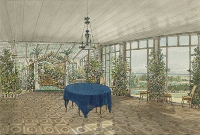 ヴィエルゴルスキーのパヴリーノエステートにあるウィンターガーデン、1834 作： Karl Ivanovich Kolmann