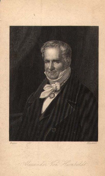 アレキサンダー・フォン・フンボルト（1769-1859）、ヒンチリフの彫刻（リトグラフ）。 作： Karl Joseph (after) Begas