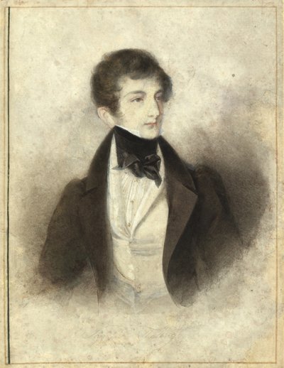 ピアニスト兼作曲家のSigismund Thalberg 1812-1871 , 1829年の肖像。 作： Karl Joseph Aloys Agricola