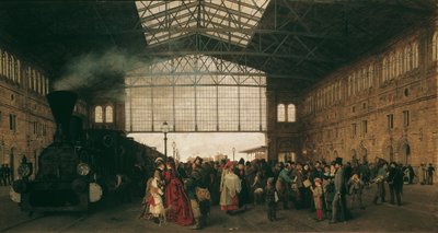 ウィーンの Nordwestbahnhof での列車の到着 作： Karl Karger