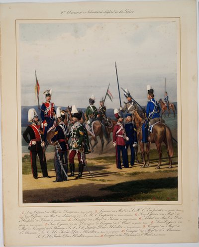 La 2eme division de la cavalerie legere - The 2nd Guard Cavalry Division - Piratsky, Karl Karlovich (1813-1889) - 1867 - カラーリトグラフ - 56x45 - 個人蔵 作： Karl Karlovich Piratsky