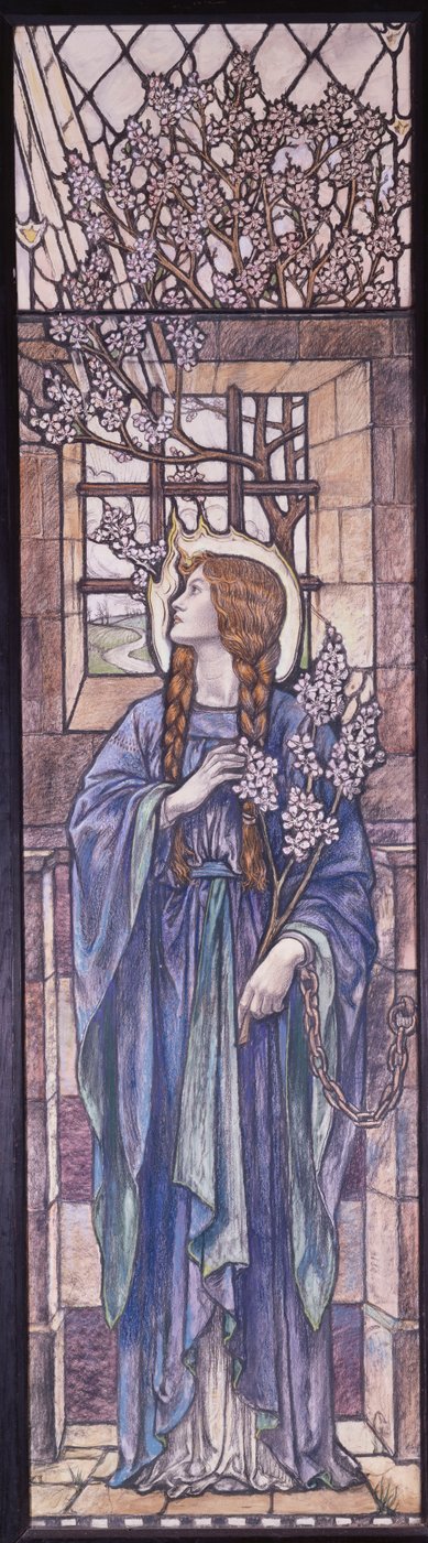 Hope: All Saints Church, Eastchurch, Isle of Sheppey, c.1912のステンドグラスのデザイン（黒とカラーチョーク、水彩、ボディカラー 作： Karl Parsons