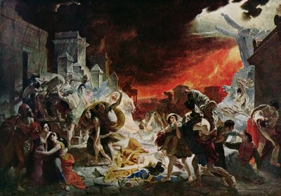 79年のポンペイの破壊（カラーリトグラフ 作： Karl Pavlovich (after) Bryullov
