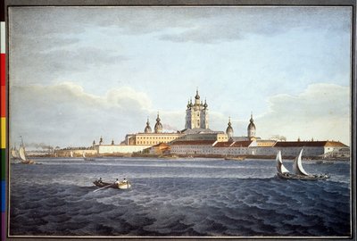 サンクトペテルブルクのスモーリヌイ修道院 (サンクトペテルブルクのスモーリヌイ修道院)。 Karl Petrovich Beggrov (1799-1875) によるデッサン。 紙に水彩 作： Karl Pavlovich Beggrov