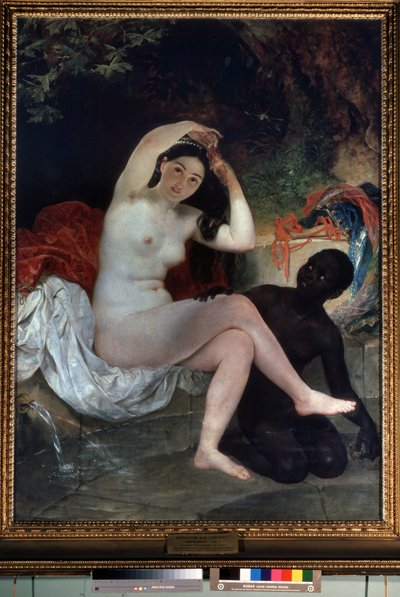 """Bethsabee au bain"" (Bathsheba の入浴) Peinture de Karl Pavlovich Briullov (Brioullov) (1799-1852) 1832 国立ロシア美術館、サンクトペテルブルク、ロシア 作： Karl Pavlovich Bryullov