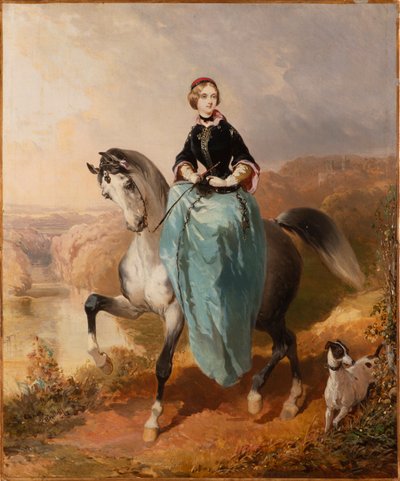 犬を連れたホースウーマン、1850年頃 作： Karl Pavlovich Bryullov