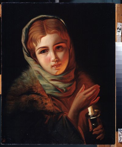 失望した表情の労働者階級の少女。 Pavel Alexandrovich Briullov (Bryullov) (1840-1914) による絵画 国立美術館、イルクーツク 作： Karl Pavlovich Bryullov