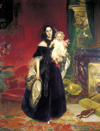 Maria Arkadyevna Stolypina Beck 1819-1889 と娘、1840 年。 作： Karl Pavlovich Bryullov