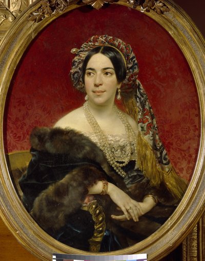 マリア・ヴォルコンスカヤ王女の肖像 (1805-1863) (マリア・ヴォルコンスカヤ王女の肖像) - Karl Pavlovich Briullov (Briullov) (1799-1852) による絵画、キャンバスに油彩、1840 年以前 - ロシア美術 作： Karl Pavlovich Bryullov