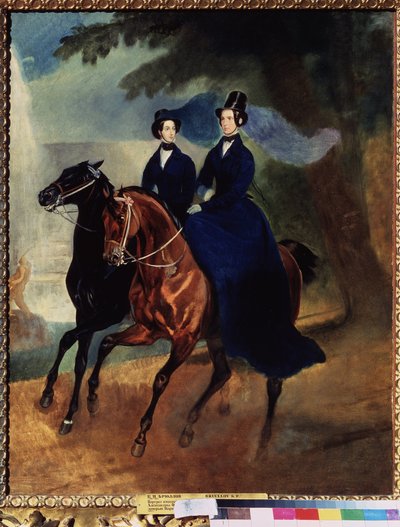 アレクサンドラ・フョードロヴナ皇后 (1798-1860) と娘の肖像 (娘とアレクサンドラ・フョードロヴナ皇后の肖像) 作： Karl Pavlovich Bryullov