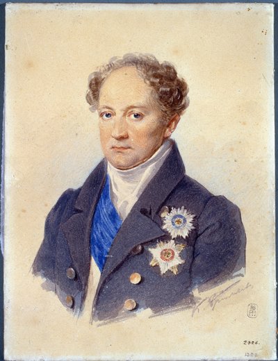 アレクサンドル ニコラエヴィッチ ゴリツィン王子 (1773-1844) の肖像画。 Karl Pavlovich Briullov (Bryullov) (1799-1852) の作品、紙に水彩、1830 年頃。 ロシア美術 作： Karl Pavlovich Bryullov