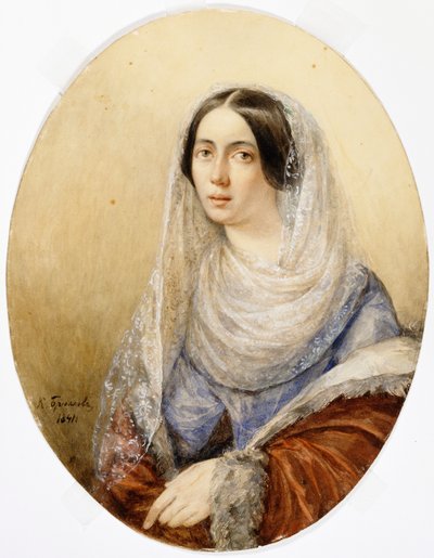 若い女性の肖像、1841年。 作： Karl Pavlovich Bryullov