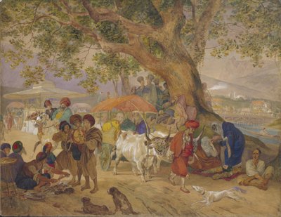 1849年、コンスタンティノープル近くのスウィートウォータースプリングス 作： Karl Pavlovich Bryullov