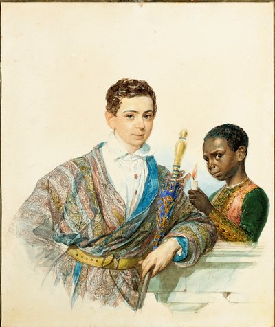 アナトールデミドフの肖像、サンドナート王子、1829年 作： Karl Pavlovich Bryullov