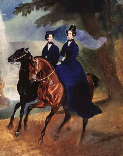 1837年の娘と一緒のアレクサンドラフィオドロフナ皇后の肖像 作： Karl Pavlovich Bryullov