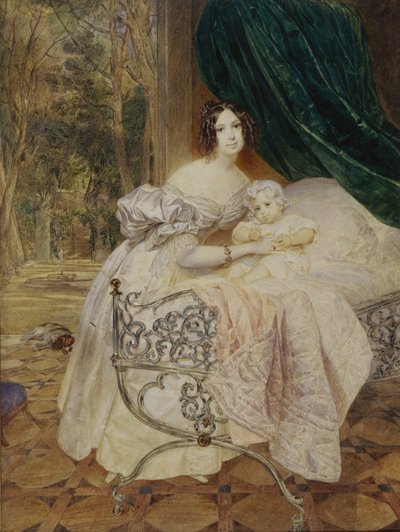 マリアブテネバと娘マリアの肖像、1835年 作： Karl Pavlovich Bryullov