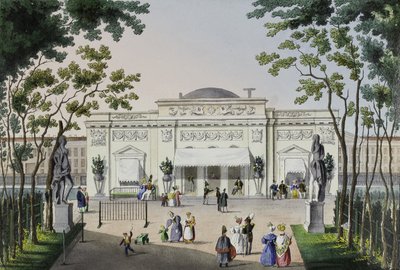 サンクトペテルブルクのサマーガーデンにあるカフェ、19世紀の前半。 作： Karl Petrovich Beggrov