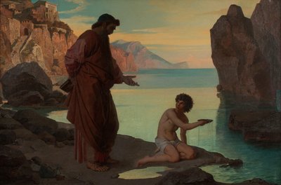 海で少年たちと聖アウグスティヌス 作： Karl Schönbrunner