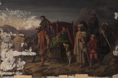 モリッツ・フォン・ザクセンから逃亡中の皇帝カール5世 作： Karl Swoboda