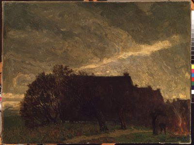「秋の村」 (秋の村) カール・ヴェンデル (1878-1937) 作 1903年 ミカロユス・コンスタンティナス・シウルリオニス美術館、カウナス、リトアニア 作： Karl Wendel
