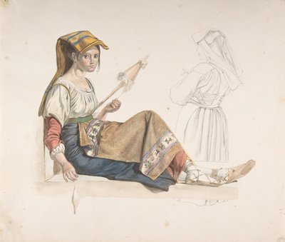 ナポリの女」長方形、「室内の習作」裏面 18世紀後半～19世紀 作： Karl Wilhelm Freiherr von Heideck