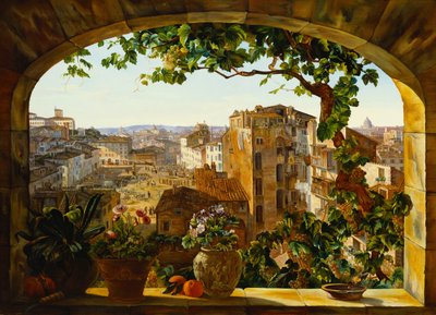 バルベリーニ広場、ローマ、1830 作： Karl von Bergen
