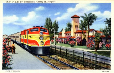FEC鉄道のストリームライナー列車 ヘンリー・M・フラグラー、フロリダ、1940年 作： Karlberg