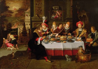 Lazarus and the Rich Man&39;s Table（from Luke XVI）（パネル） 作： Kasper or Gaspar van den Hoecke