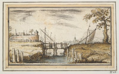 バスティオンと船が遠くに見える歩道橋 作： Kasper van Eyck