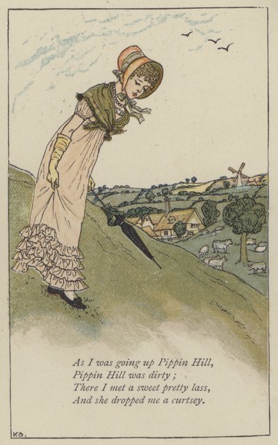 ピピン・ヒルを登っているとき（カラーリトグラフ 作： Kate (after) Greenaway