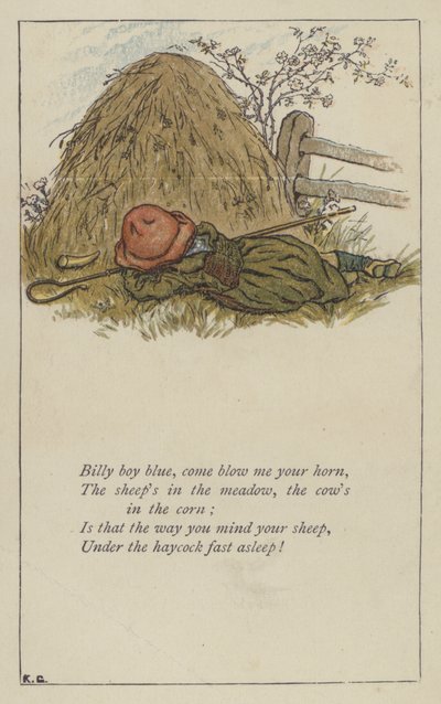 ビリー・ボーイ・ブルー、カム・ブロウ・ミー・ユア・ホーン（カラーリトグラフ 作： Kate (after) Greenaway