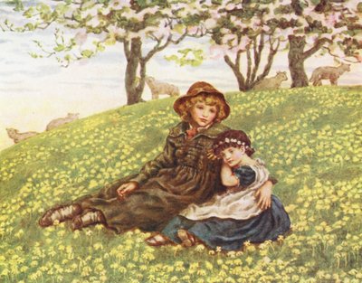 ブラザー＆シスター（カラーリトグラフ） 作： Kate (after) Greenaway