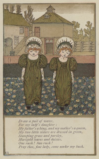 水の入ったペール缶を描く（カラーリトグラフ 作： Kate (after) Greenaway